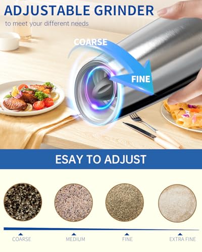 Gravity Electric Salt and Pepper Grinder Set Stainless Steel Automatic Salt and Pepper Grinder Set (2 Count)