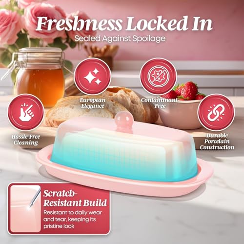 Standard Ceramic Butter Dish with Lid for Countertop