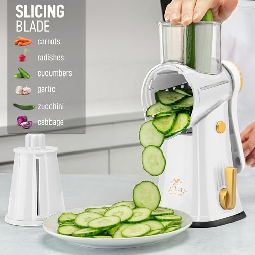 Rotary Cheese Grater Manual Hand Crank 5 Blade Shredder