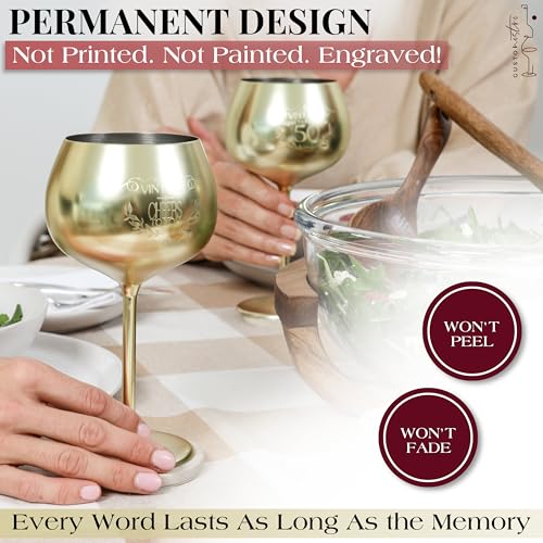 Cheers to You Birthday Wine Glass with Engraved Vintage Quote