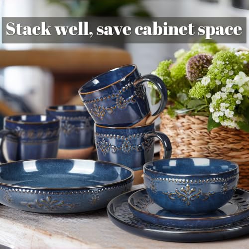 16 Piece Handcrafted Ceramic Dinnerware Set with Mugs
