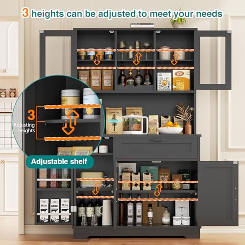 Farmhouse Pantry Cabinet with Acrylic Doors