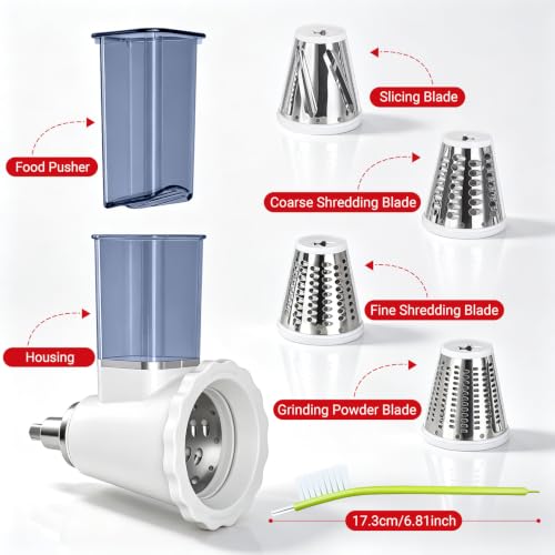 Updated Cheese Grater Slicer Shredder Attachment for KitchenAid Stand Mixers