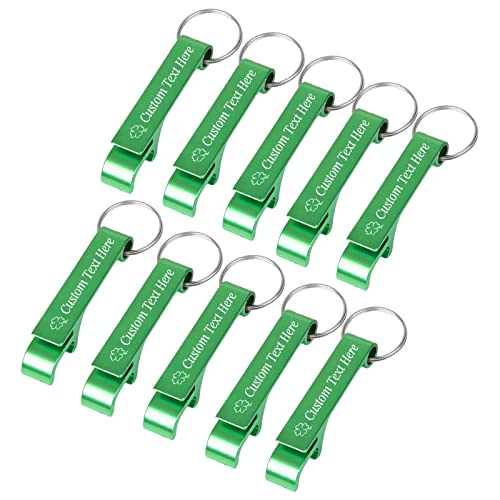 10PCS Personalized Bottle Opener Keychain Bulk Custom Beer Bottle Opener with Logo Text Engraved Wedding Bottle Opener Favors Customized Gifts for Guests Baby Shower Birthday Party (10 Count)