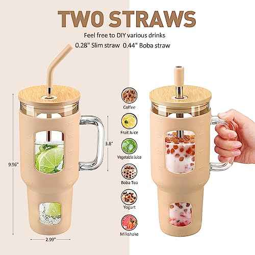 Glass Tumbler with Straw and Lid