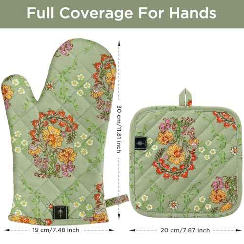 Oven Gloves Heat Resistant Potholder Set Oven Gloves with Anti (2 Count)