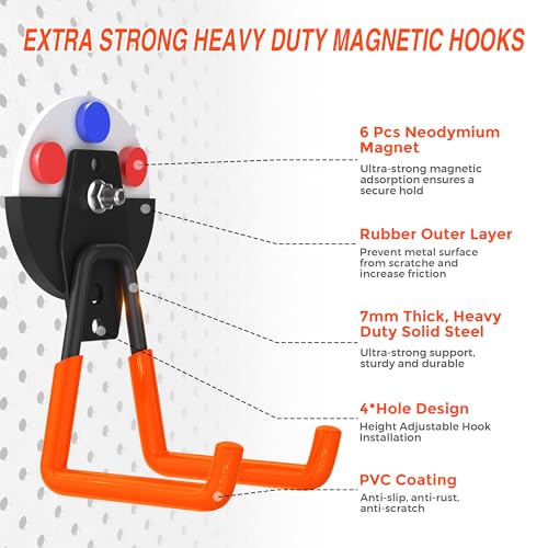 3Pcs Large Magnetic Hooks Heavy Duty for Garage (3 Count)
