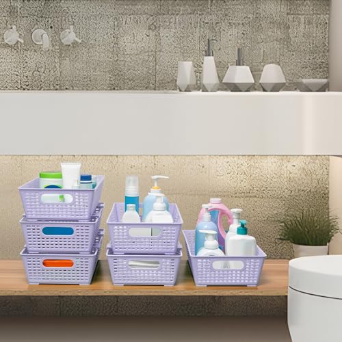Stackable Woven Plastic Basket (6 Count)