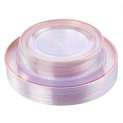 60 Pcs Rose Gold Plastic Plates (30 Count)