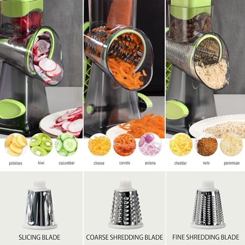 Cheese Grater Hand Crank Rotary Vegetables Shredder with Handle