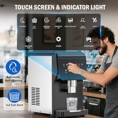 80 lbs Nugget Ice Maker with Water Dispenser Countertop Self