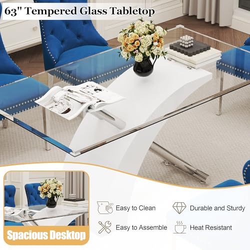 7 Piece Glass Dining Table Set for 6