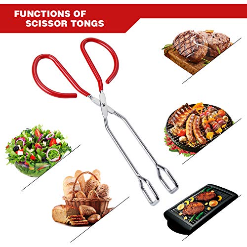 Stainless Steel Scissor Tongs Heavy Duty Cooking Tongs with Soft Handles