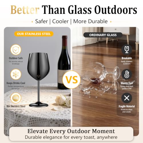 Unbreakable Stainless Steel Wine Glasses Set of 4 (4 Count)
