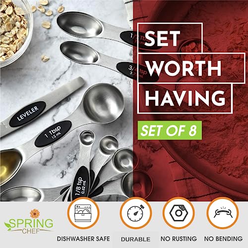 Stainless Steel Magnetic Measuring Spoons Set of 8