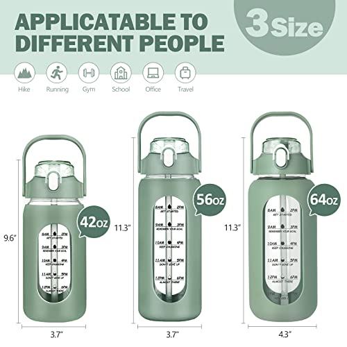 64oz Glass Water Bottles with Straw