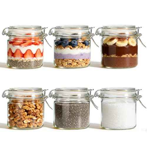 17 oz Overnight Oats Containers with Lids 6 Pack Wide Mouth (6 Count)