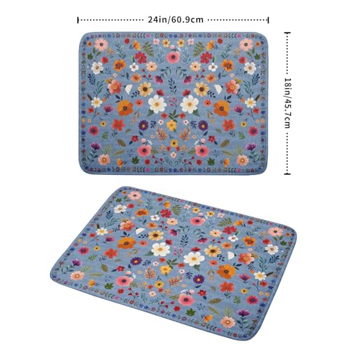 Colorful Flower Dish Drying Mat