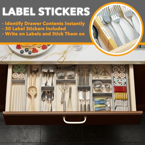 Bamboo Drawer Dividers with Inserts and Labels
