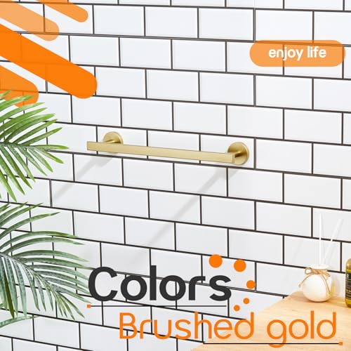 12 Inch Bathroom Towel Bar Bath Towel Rack Kitchen Towel Holder Towel Ring Wall Mounted SUS304 Stainless Steel Brushed Gold AN4001GD