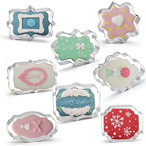 Fancy Plaque Frame Shaped Cookie Cutters Set Stainless Steel 8Pcs (8 Count)