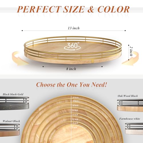 13 Inch Farmhouse Oak Lazy Susan Cabinet Organizer
