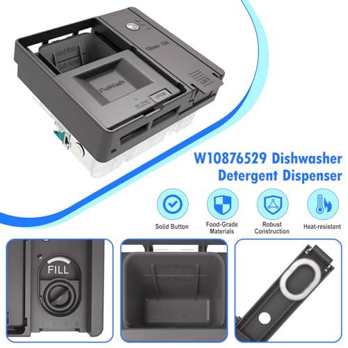 Upgraded W10876529 Dishwasher Detergent Dispenser Compatible with Whirlpool Kenmore Jenn