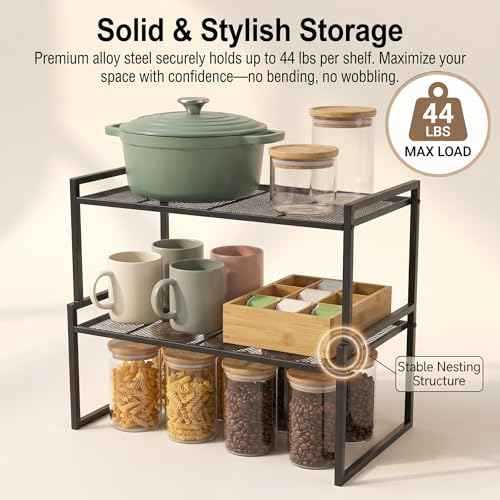 Stackable Kitchen Cabinet Organizer Shelves Pantry Rack Set of 2 (2 Count)