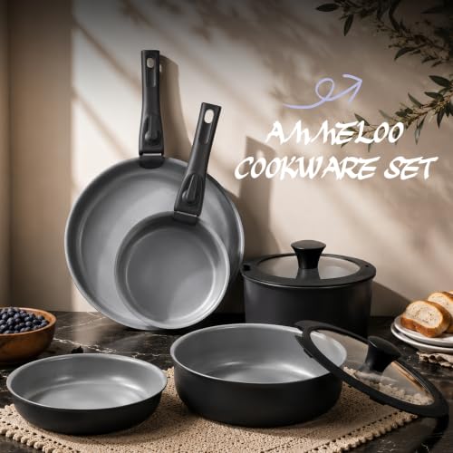 18 Piece Ceramic Pots and Pans Set Non Stick