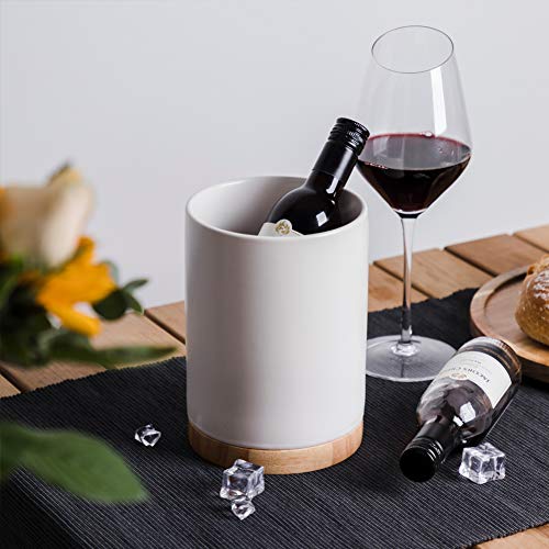 Sweejar Kitchen Utensil Holder with Wooden Bottom