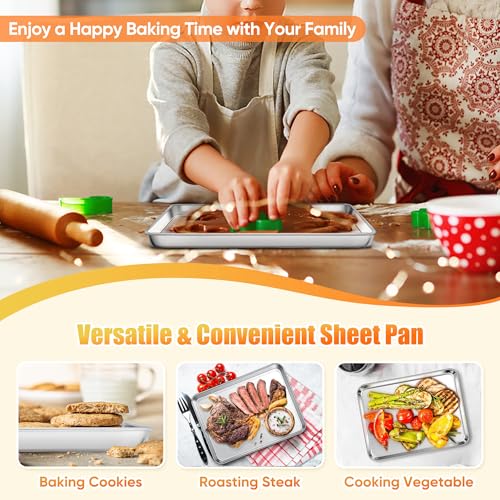 10x8 Inches Small Stainless Steel Baking Sheet Set of 2 (2 Count)