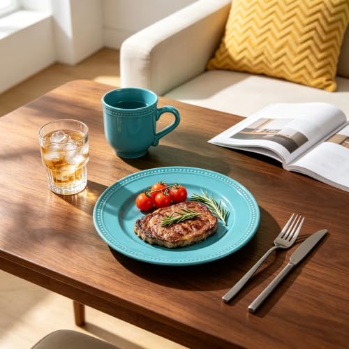 HomeVSS 42 Pc Pearl Dots Stoneware Dinnerware Set