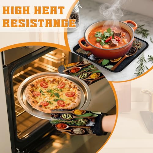 Cooking Herbs Spices Oven Mitts and Pot Holders Set (4 Count)