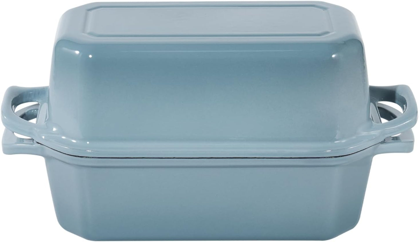 Bread Pan Cast Iron Loaf Pan with Lid Bread Loaf Pan 9x5 Inch Enameled Cast Iron Sourdough Bread Pan, LightBlue - Culinary Roots