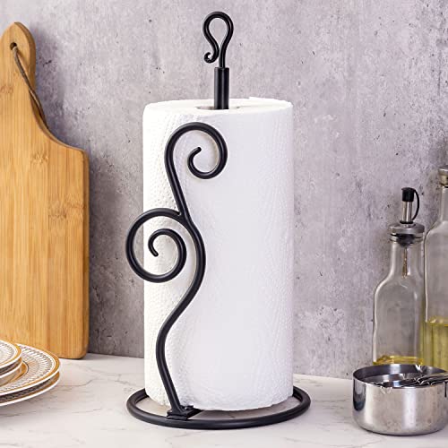 Rustic Burnt Solid Wood and Industrial Matte Black Metal Dining Combination Caddy with Paper Towel Roll Dispenser Stand
