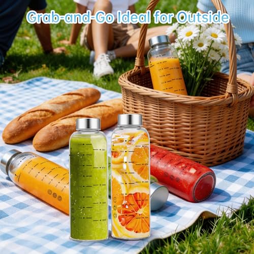 Glass Juice Bottles 4 Pack 16 oz (4 Count)