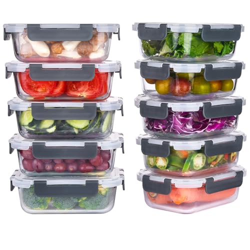 10 Pack 22 oz Glass Meal Prep Containers (10 Count)