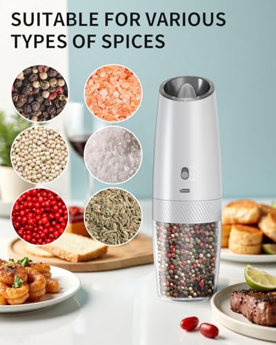 Gravity Electric Salt and Pepper Grinder Set with 2 (2 Count)