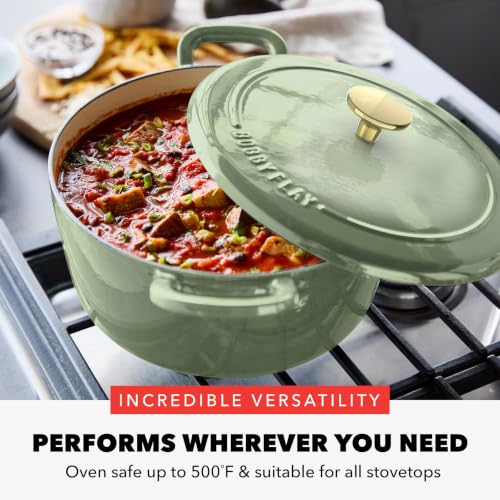 x Bobby Flay 5.5QT Enameled Cast Iron Dutch Oven With Lid