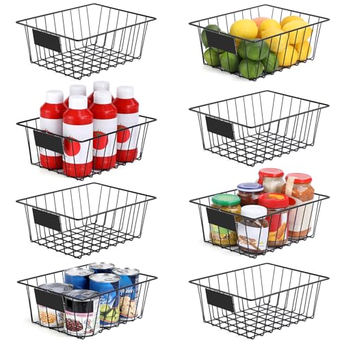 8 Pack Wire Storage Baskets for Organizing with Removable Tags (8 Count)