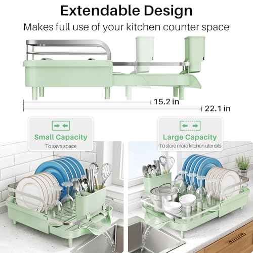 Expandable Dish Drying Rack for Kitchen Counter