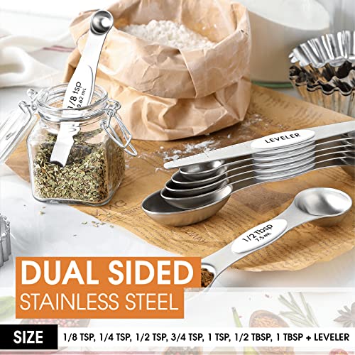 Stainless Steel 8 Magnetic Measuring Spoons for Kitchen