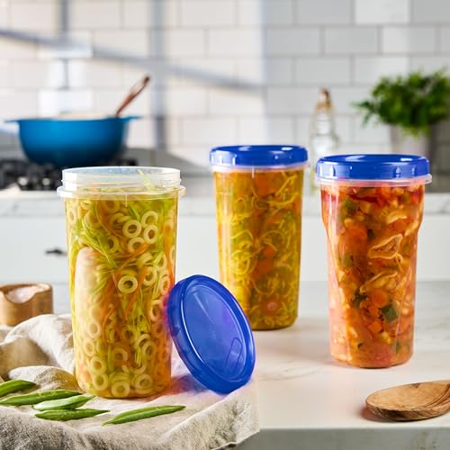 6 Pack Twist Cap Food Storage Containers with Blue Screw on Lid