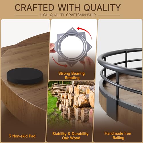 12 Inch Farmhouse Oak Lazy Susan Organizer
