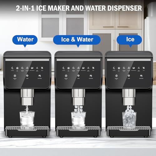 80 lbs Nugget Ice Maker Countertop with Water Dispenser Self