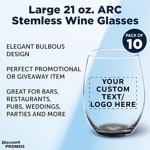 10 ARC Stemless Wine Glasses Set (10 Count)
