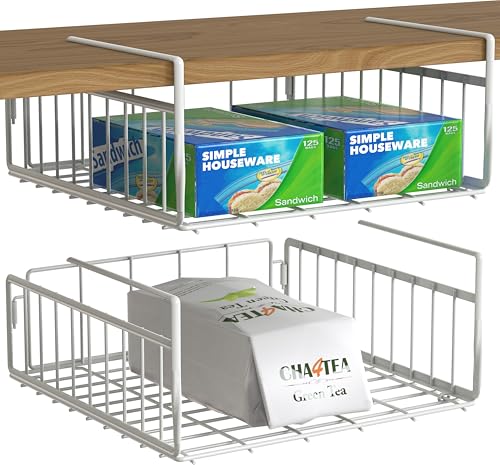 2 Pack Under Shelf Wire Metal Basket Shelf (2 Count)