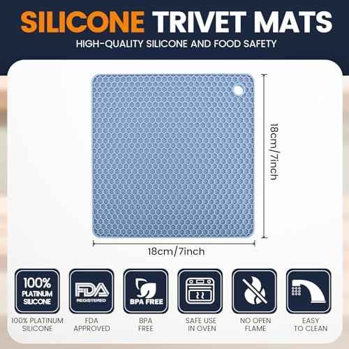 Silicone Trivet Mats 4 Heat Resistant Pot Holders Multipurpose Non