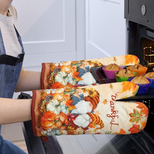 Thanksgiving Gnome Kitchen Towels and Oven Mitts Set (4 Count)