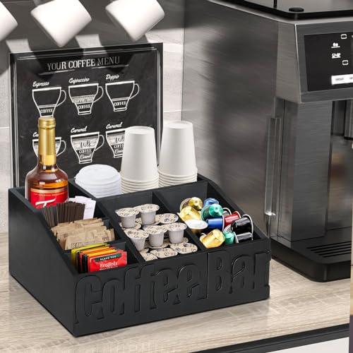 Coffee Bar Organizer for Coffee Bar Accessories (7 Compartments)